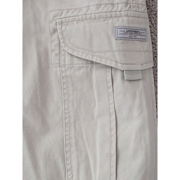 Unionbay Mens Cargo Shorts Loose Fit Size 40 Beige 100% Cotton With Pockets-709l - Picture 3 of 9